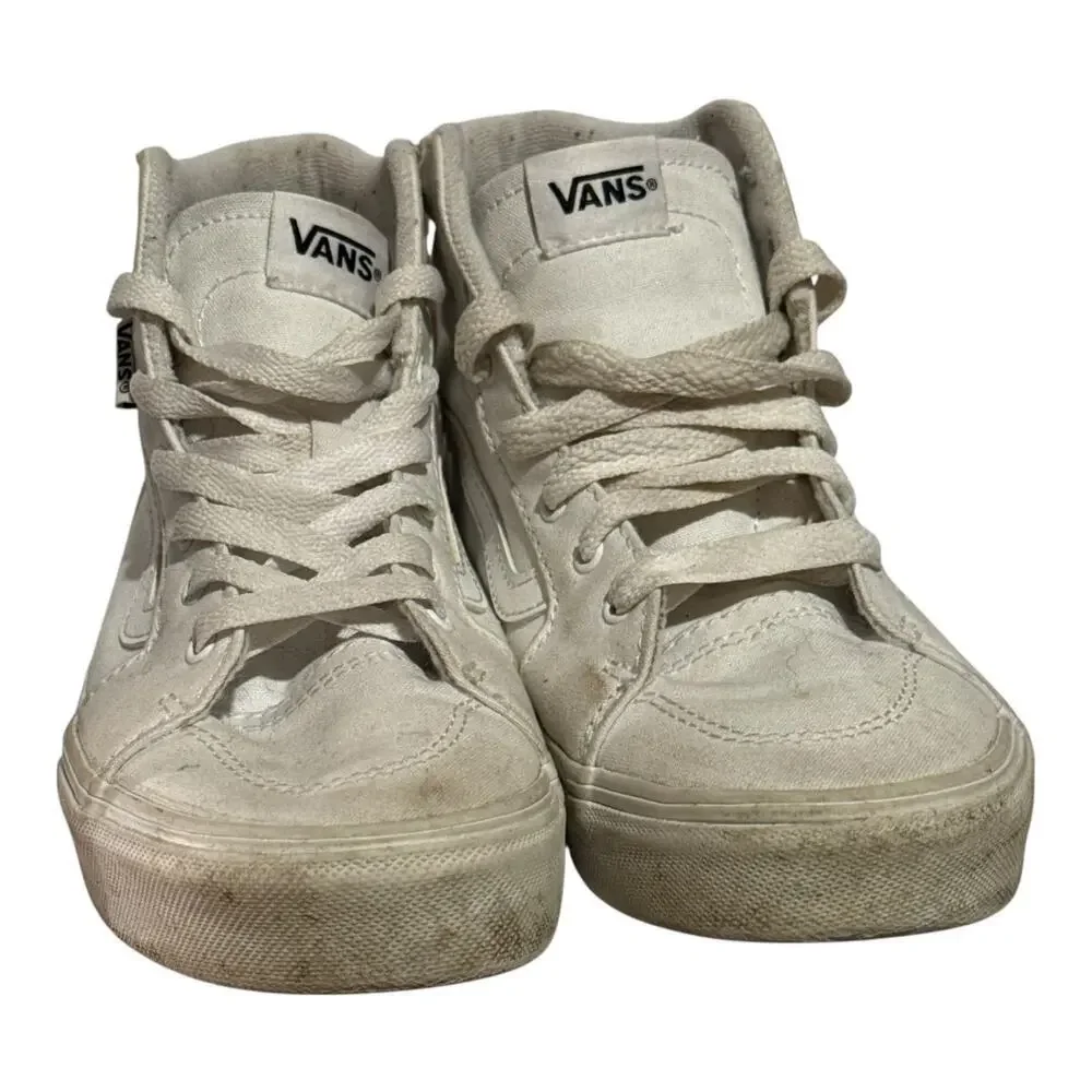 Vans Sk8-Hi White Canvas High Top Sneakers Youth Size 4 Women's 5.5 Classic